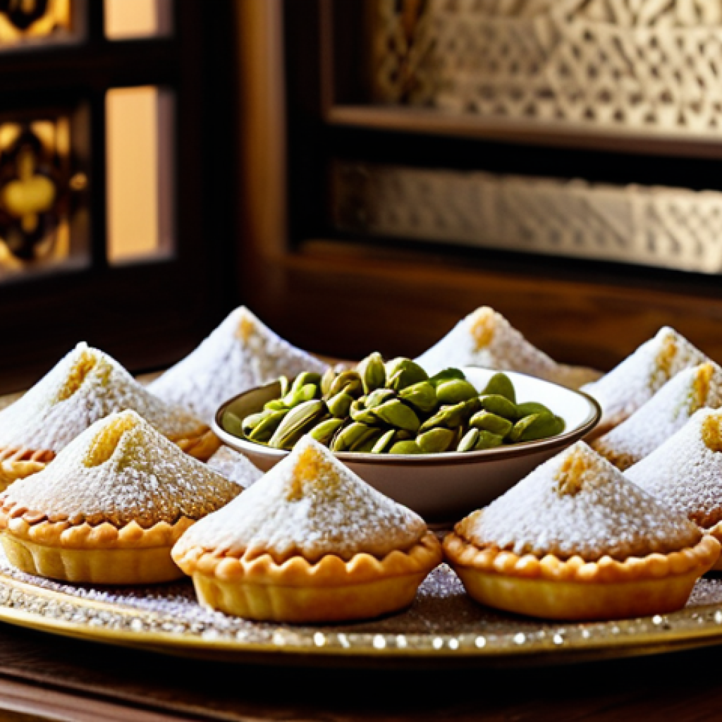 다과와 중동 디저트 - **Prompt for Traditional Sweets:**
    A lavish spread of exquisite Arabic traditional sweets, metic...