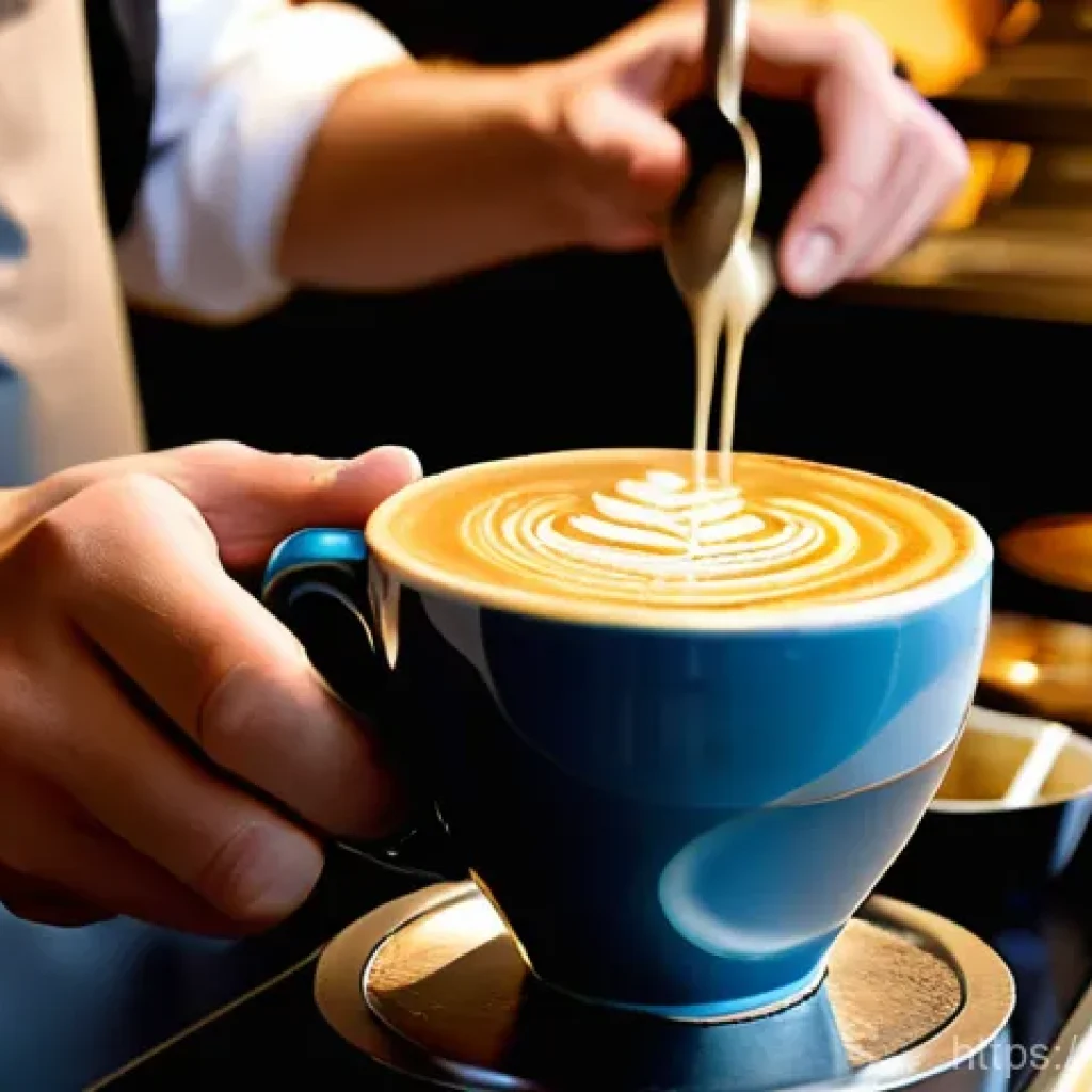 다과와 카페 창업 - **Prompt 1: The Artisan's Touch**
A close-up, highly detailed shot of a skilled barista's hands ...