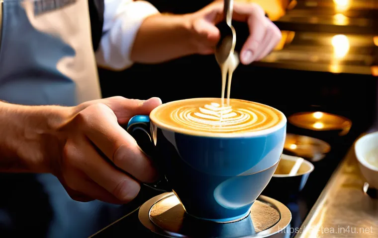 다과와 카페 창업 - **Prompt 1: The Artisan's Touch**
    A close-up, highly detailed shot of a skilled barista's hands ...