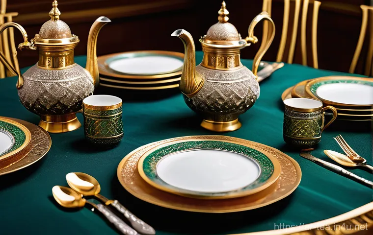 다과와 가족 모임 - **Elegant Arabic Dining Experience:** A vibrant, eye-level shot of a beautifully set traditional Ara...
