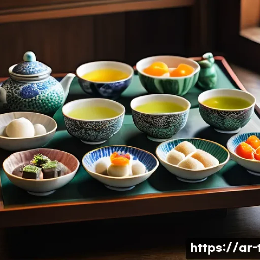 다과와 인절미 - A beautifully arranged traditional Korean dessert table set for a family gathering, featuring delica...